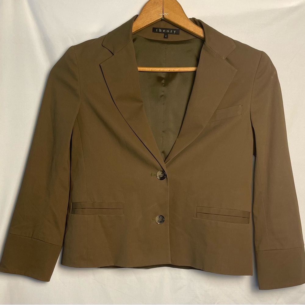 Theory Women’s Blazer Size 4 Olive neutral In ex +++ condition